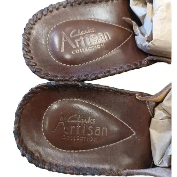 Clarks Artisan Brown Gold Thong Sandals Slides Size  10M - Picture 4 of 8